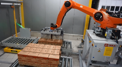 Margarine Filling Line - Robot Arm Palletizing and Stretch Wrapper